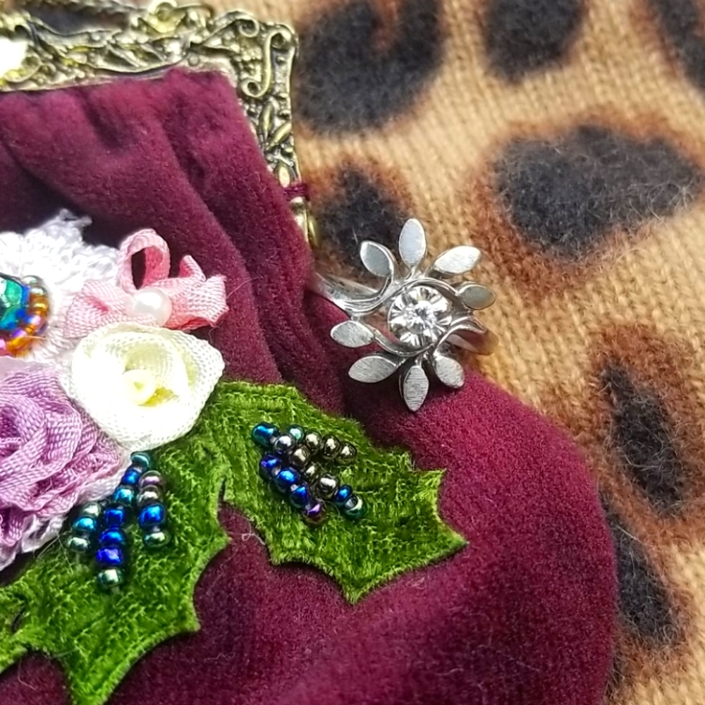 Vintage❤ 14K White Gold Diamond Ring